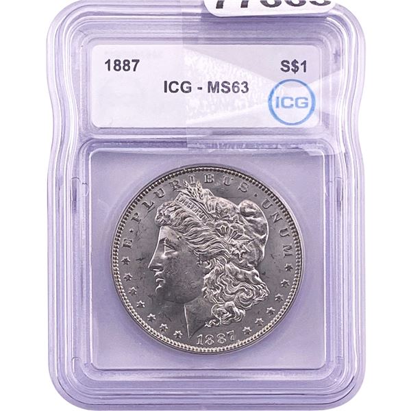 1887 Morgan Silver Dollar ICG MS63