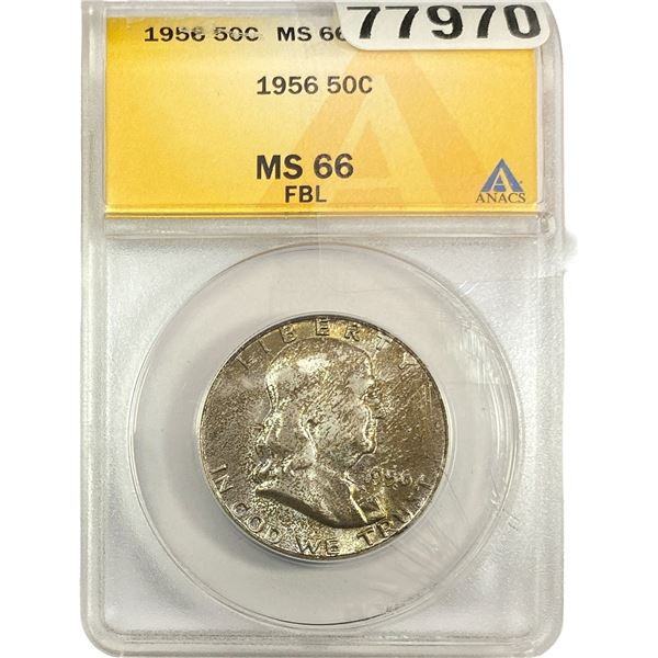 1956 Franklin Half Dollar ANACS MS66 FRL