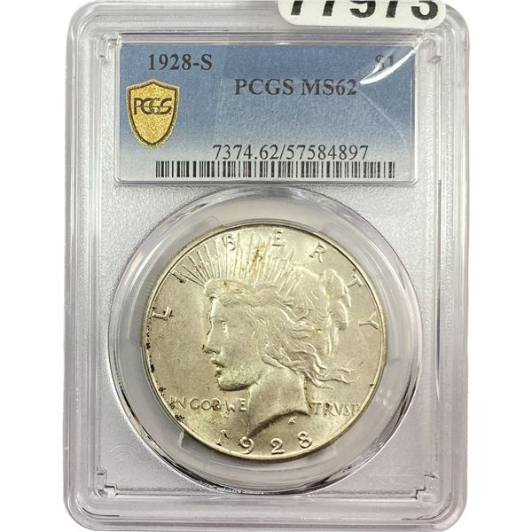 1928-S Silver Peace Dollar PCGS MS62