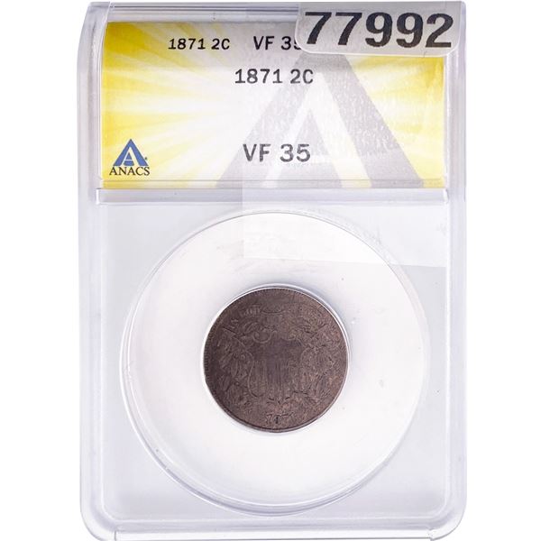 1871  ANACS VF35 2 CENT