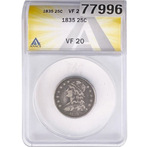 1835 Capped Bust Quarter ANACS VF20