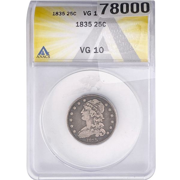 1835 Capped Bust Quarter ANACS VG10