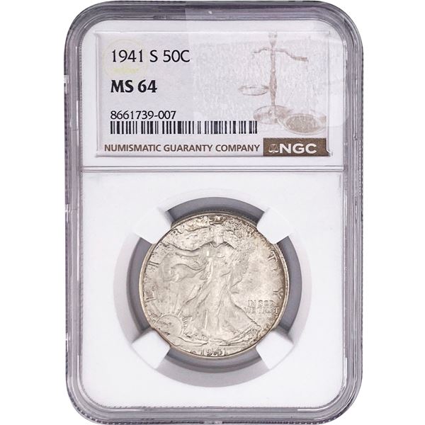 1941-S Walking Liberty Half Dollar NGC MS64
