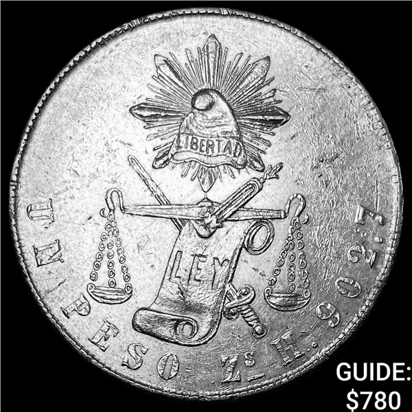1871-Zs Mexico SIlver Balanza Peso UNCIRCULATED