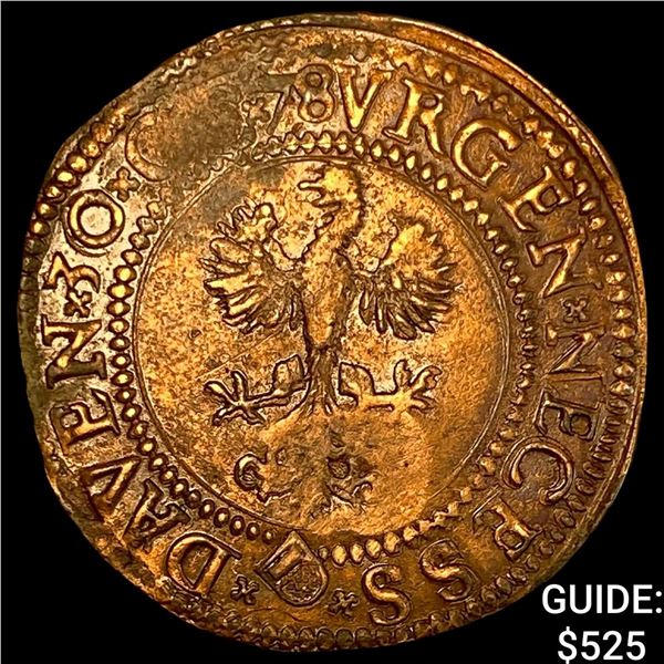 1578 Netherlands Bronze 2 Stuivers CLOSELY UNCIRCULATED