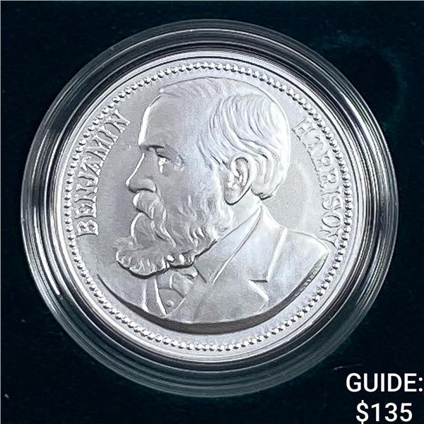 1889 Comm. Silver Benjamin Harrison Coin w/ Box