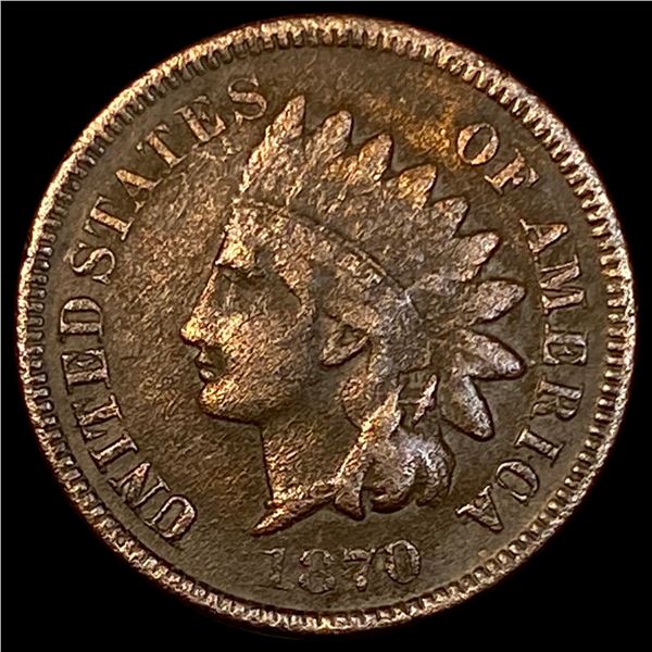 1870 Indian Head Cent ABOUT UNCIRCULATED