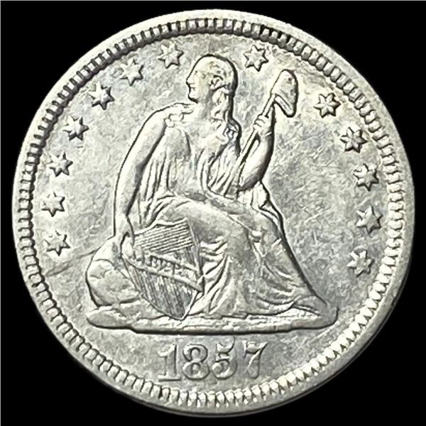 1857 Silver Seated Liberty Quarter NEARLY UNCIRCULATED