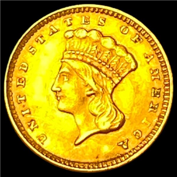 1857 Gold $1 Indian Head Type 3 CHOICE AU