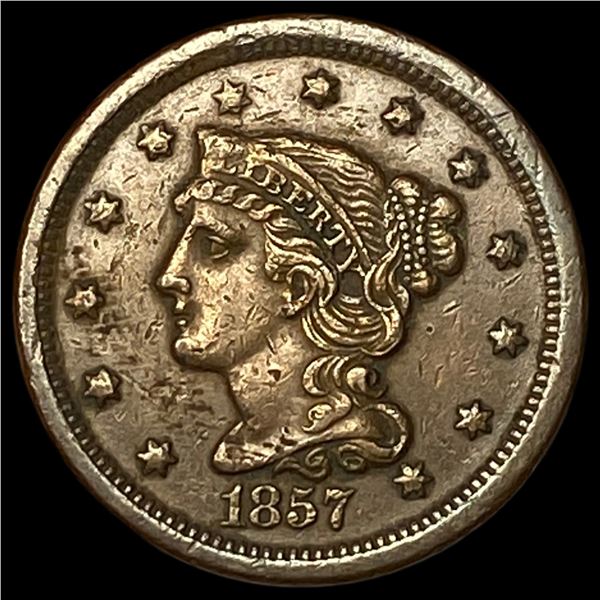 1857 Braided Hair Large Cent CLOSELY UNCIRCULATED