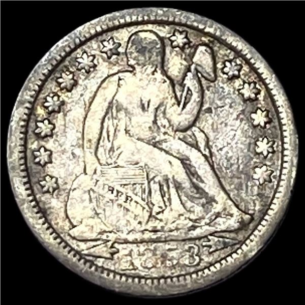 1853-O Silver Seated Liberty Dime ABOUT UNCIRCULATED