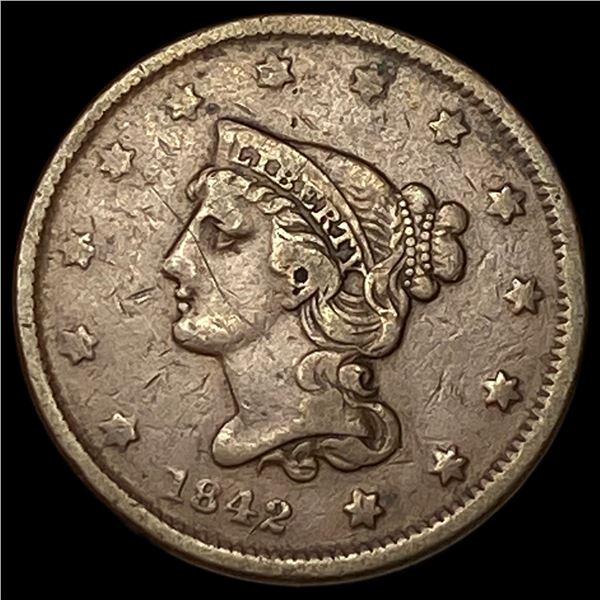 1842 Braided Hair Large Cent ABOUT UNCIRCULATED