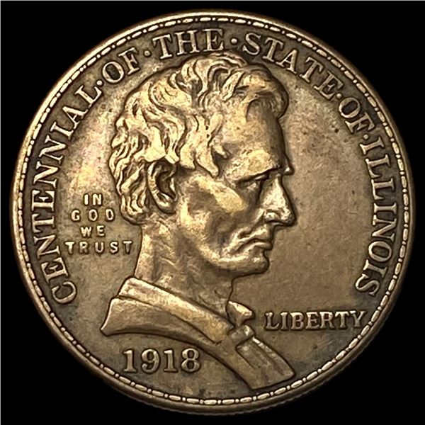 1918 Illinois Centennial Silver Half Dollar NEARLY UNCIRCULATED
