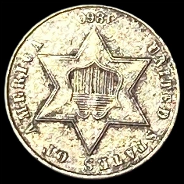 1861 Silver Three-Cent Piece CLOSELY UNCIRCULATED