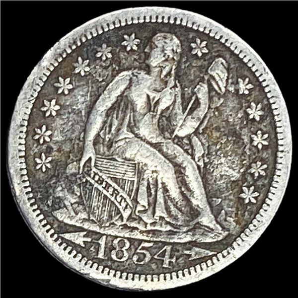 1854-O Silver Seated Liberty Dime NEARLY UNCIRCULATED