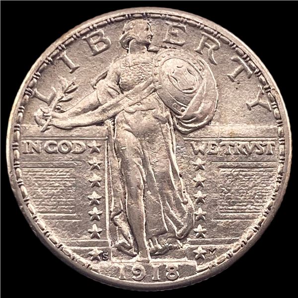 1918-S Silver Standing Liberty Quarter CHOICE AU