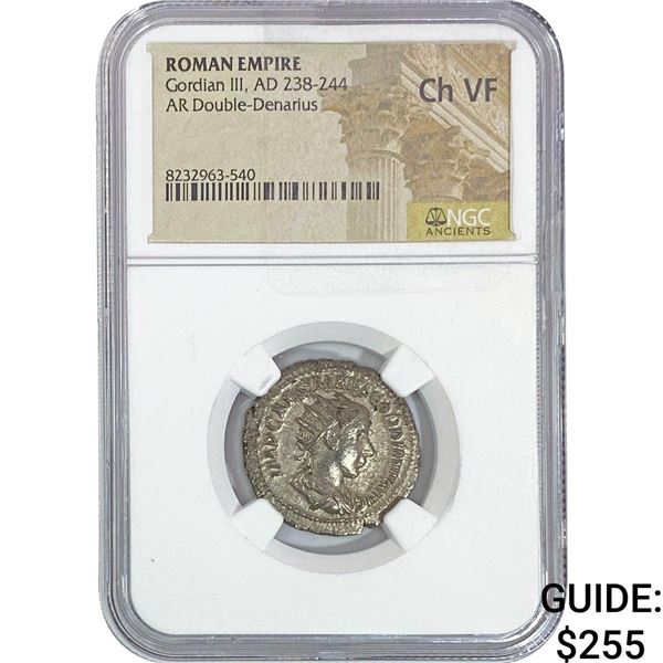 Roman Gordian III, AD 238-244 AR Double-Denarius NGC ChVF