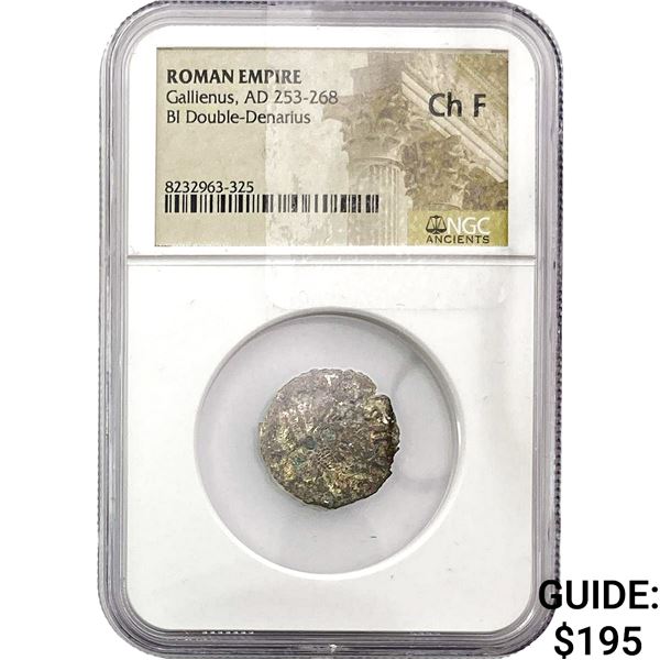 Roman Gallienus, AD 253-268 BI Double-Denarius NGC ChF