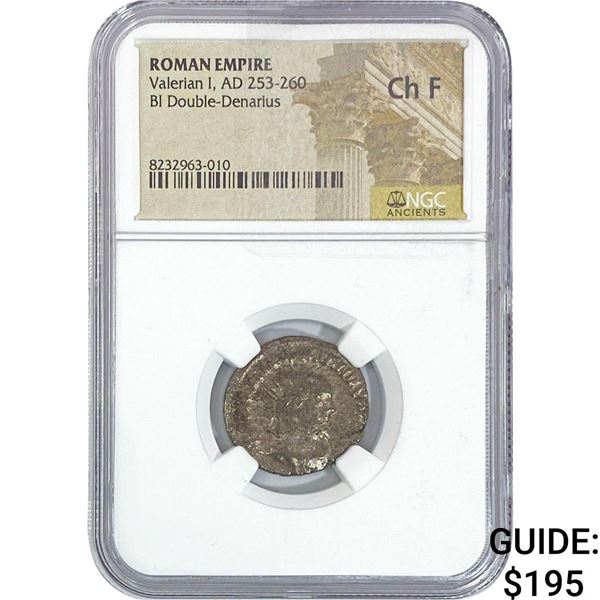 Roman Valerian I, AD 253-260 BI Double-Denarius NGC ChF