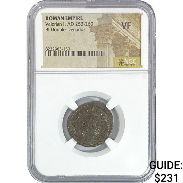 Roman Valerian I, AD 253-260 BI Double-Denarius NGC VF