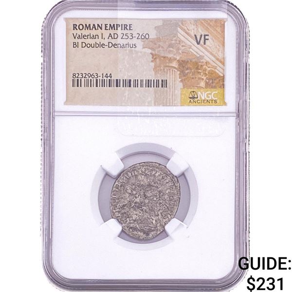 Roman Valerian I, AD 253-260 BI Double-Denarius NGC VF