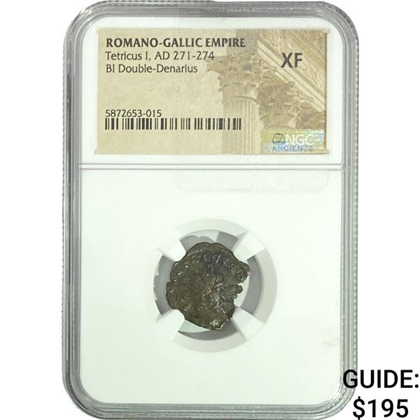 Romano-Gallic Tetricus I, AD271-274 BI Double-Denarius NGC XF