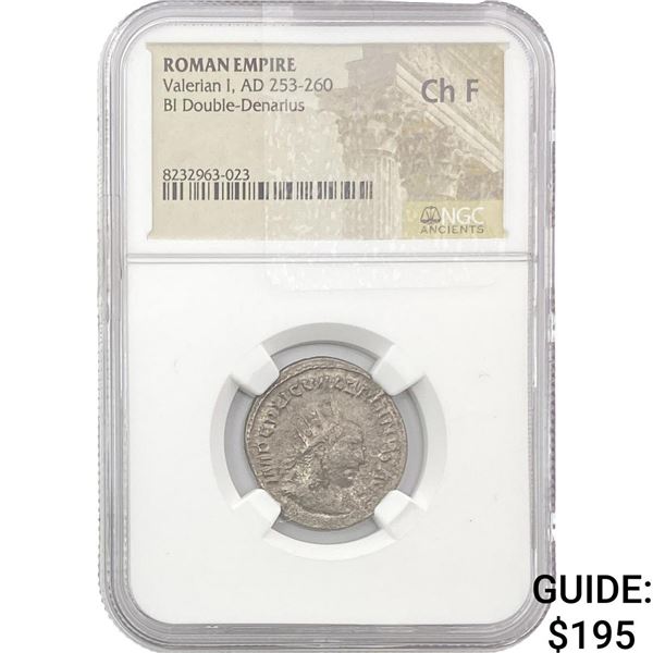 Roman Valerian I, AD 253-260 BI Double-Denarius NGC ChF