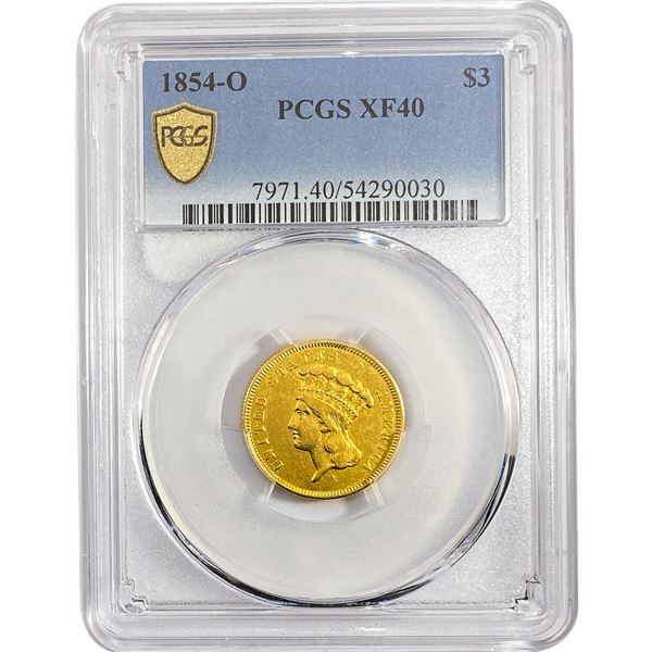 1854-O $3 Gold Piece PCGS XF40