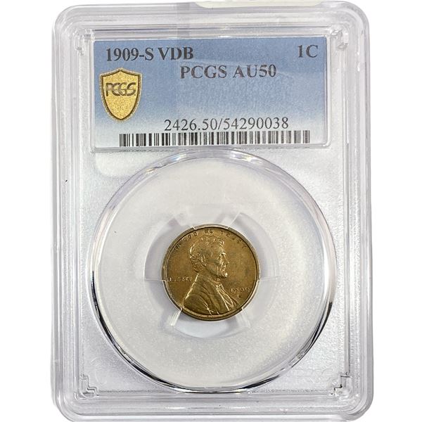 1909-S VDB Wheat Cent PCGS AU50