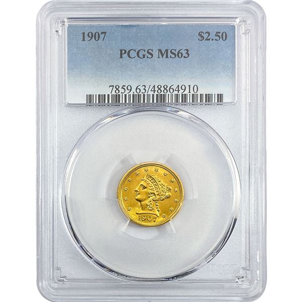 1907 $2.50 Gold Quarter Eagle PCGS MS63