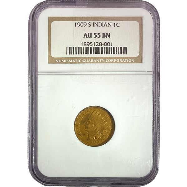 1909-S Indian Head Cent NGC AU55 BN