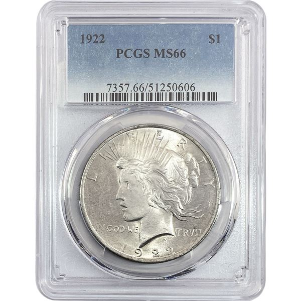 1922 Silver Peace Dollar PCGS MS66