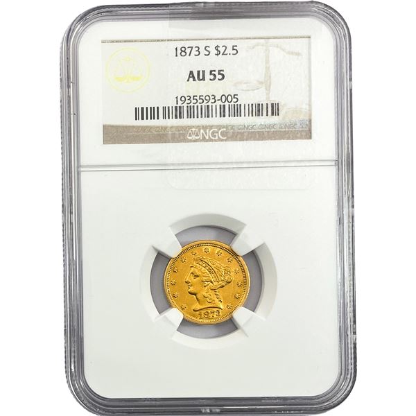 1873 $2.50 Gold Quarter Eagle NGC AU55