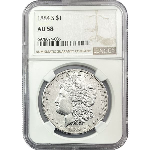 1884-S Morgan Silver Dollar NGC AU58