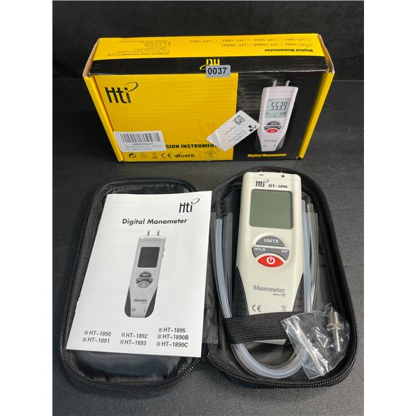HT-1890 Digital Manometer - Dual Port Air Pressure Meter for HVAC Ventilation 