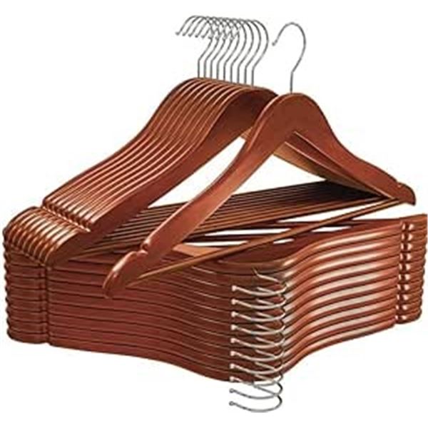 Utopia Home 20-Pack of Cherry Wood Premium Hangers - Heavy-Duty Wooden Hangers - New