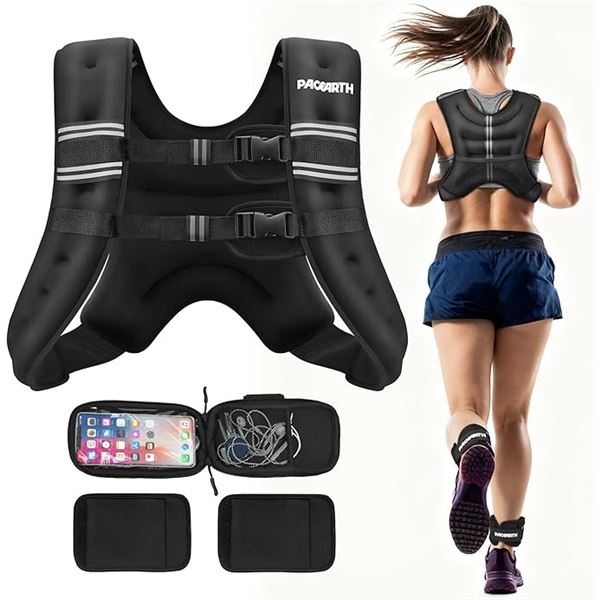 Pacearth Wearable Weighted Vest with Flip Phone Bag & Shoulder Pads - Brand New