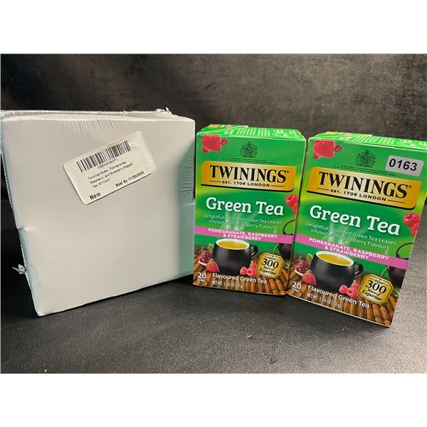4 Boxes of Twinnings Tea - 2x Green Tea & 2x Green Pomegranate Rasp - 20 Tea Bags Each - New