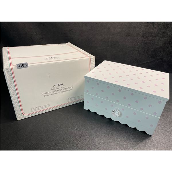 Art Lins Unicorn Jewelry Music Box - Polka Dot Glitter Design - Great Gift for Girls - Brand New