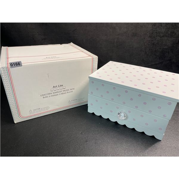 Art Lins Unicorn Jewelry Music Box - Polka Dot Glitter Design - Great Gift for Girls - Brand New