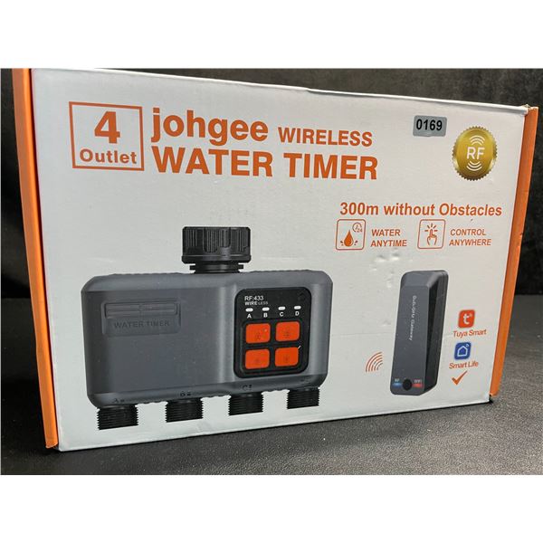 1 Johgee Wireless 4-Outlet WiFi Water Timer with Smart App Control - Brand New!