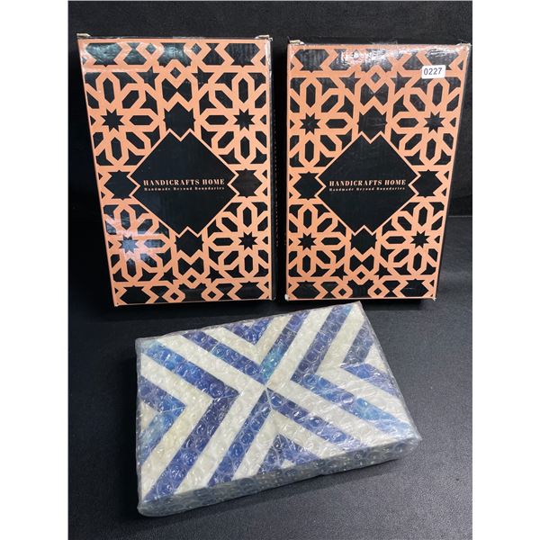 Lot of 2 Handicrafts Home Keepsake Boxes (8" x 5" x 1.5") Storage/Trinket Box with Lid - New
