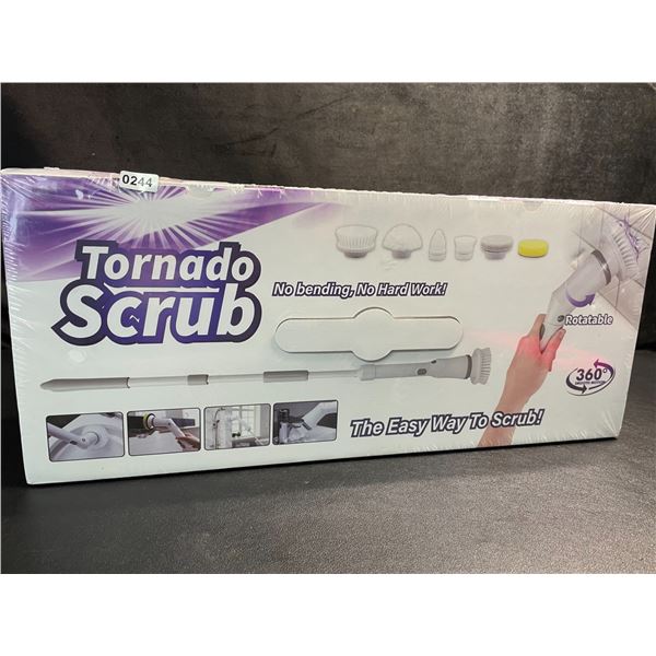 1 Tornado Scrub Cordless Power Scrubber Device w/ 47" Handle & Various Attachments - New Sealed!