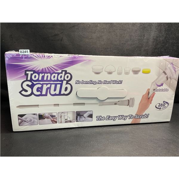 1 Tornado Scrub Cordless Power Scrubber Device w/ 47" Handle & Various Attachments - New Sealed!