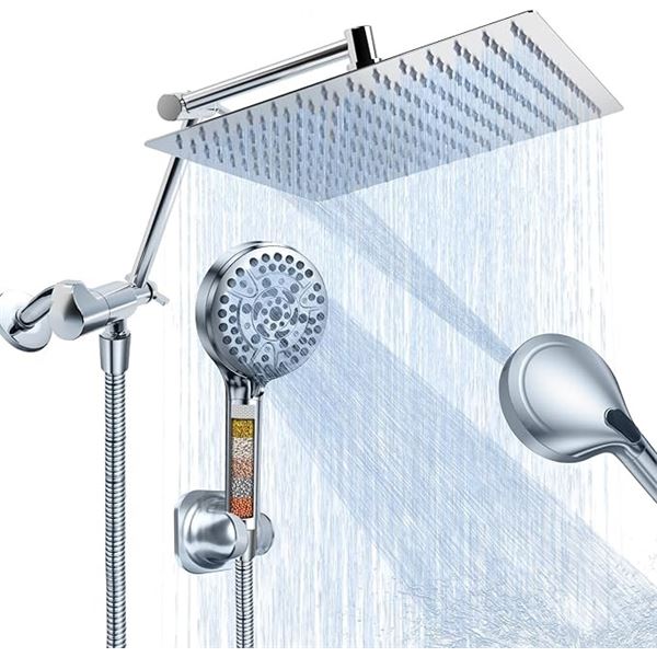 Palas High-Pressure 8-Inch Rainfall & Handheld Shower Head Combo Set - Chrome - New in box!