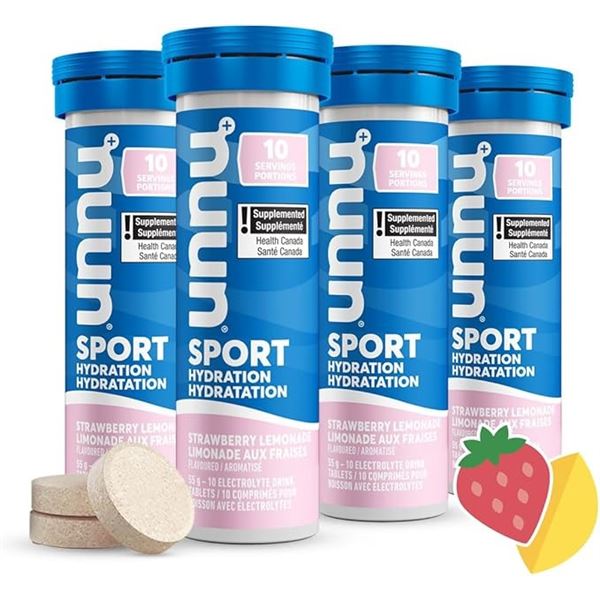 Nuun Sport Hydration Electrolyte Drink Tablets (Box of 4 Tubes) Strawberry Lemonade - New