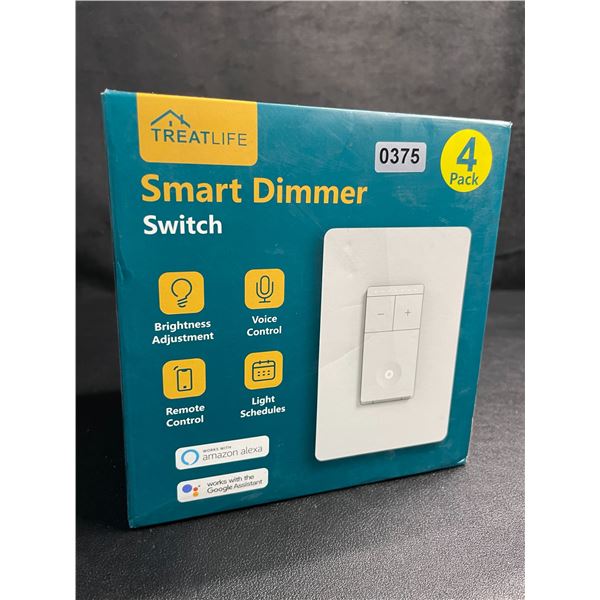 4-Pack of Smart Dimmer Light Switches by TreatLife - Smart App/Voice Control - New Sealed