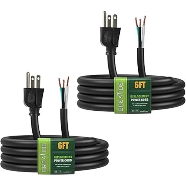 2-Pack Greatide 6FT 3-Wire Replacement Power Cords for Appliances/Power Tools - New!