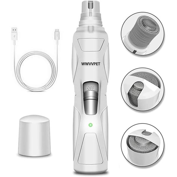 1 Electric Pet Nail Grinder with LED Light - Low Noise Pet Nail Trimmer for Dogs/Cats - New