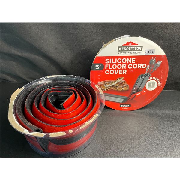 2 Packs of X-Protector 5FT Silicone Floor Cord Covers - Black - 3-Line - New